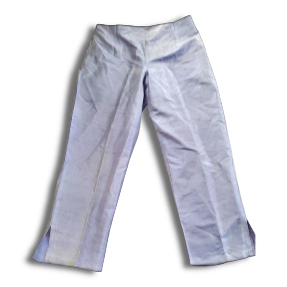KAREN WARREN WRINKLED Bluish/Grey IRIDESCENT 100% SILK CROPPED PANTS SIZE (10) - Picture 2 of 7